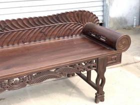 檀木,雕刻树叶,美人塌,包奖浑厚,纹理清晰自然,份量十足坚固耐用,