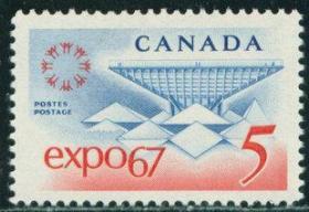 加拿大：1967，建筑蒙特利尔世界博览会，1全新 雕刻版