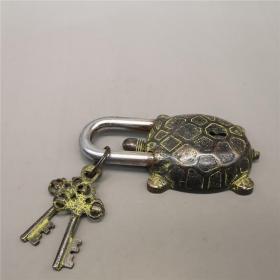 复古做旧 青铜乌龟锁 老铜锁 黄铜锁 青铜锁 老门锁 配两钥匙箱锁