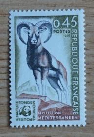 法国 1969年世界第一套大熊猫徽（WWF)邮票 1全新A3