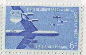 美国1957美国空军50周年：B52、F104飞机1全雕刻版