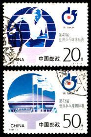 1995-7 第四十三届世界乒乓球锦标赛(J)2全  信销邮票  戳图随机发货