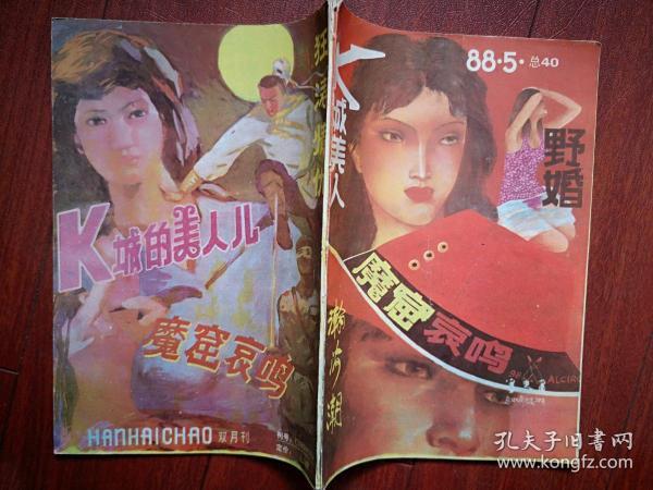 《瀚海潮》（小说专号）总40期（80年代通俗文学）封面美女，何德权《魔窟哀鸣》，金鹏子《狂涛情仇》，郭国庆《野婚》，李追深《K城美人》，多幅插图，品好