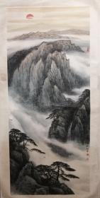 当代著名画家洪潮展览山水精品《黄山云峰》一幅（保真）