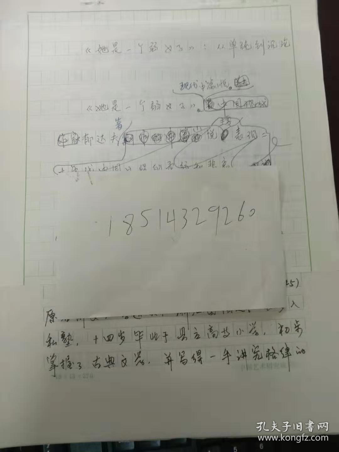 周慧华手稿16张  她是一个弱女子