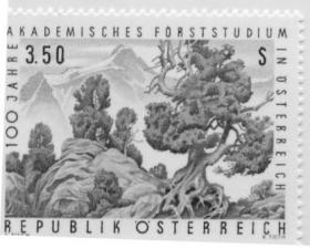 奥地利 1967 森林学院研究百年——山脉与松树，1全邮票