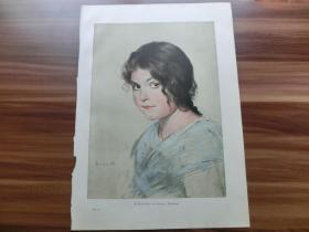 【现货 包邮】1897年彩色平版印刷画《肖像--菲勒蒙娜丽莎》（Philemona）尺寸约41*28厘米  货号(602685）