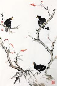 郑宗玉《精品花鸟》四尺三开，书画名家 唐派著名传承人 德艺双馨