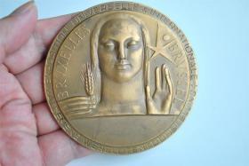 1958年 布鲁塞尔 世界博览会 大铜章 直径 8厘米钱币收藏