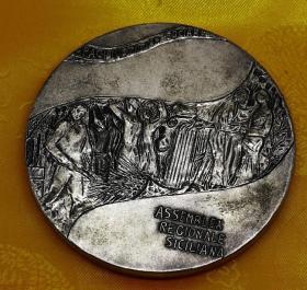 意大利 大铜章 西西里岛和平纪念章 1982年 直径10厘米 很重