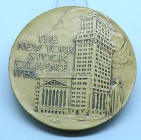钱币美国大铜章 美国证券交易所 1990年 7.8厘米钱币收藏