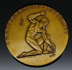 钱币美国 大铜章 艺术铜章协会 7厘米 147克