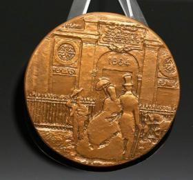 法国 大铜章 直径6.8厘米 1964年原章 174克 法国恋人钱币收藏