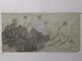 保真书画，当代工笔花鸟画名家，孙骥，创作工笔画佳作一幅，尺寸69×134cm，寓意一路连科，连连取得好成绩！