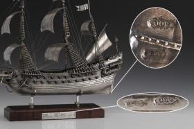 瑞典瓦萨号风帆战舰纯银模型 杰克的罗盘 黑珍珠号