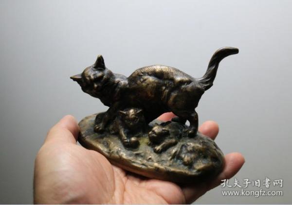 法国 老铜雕 西洋藏品 猫