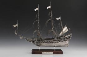 瑞典瓦萨号风帆战舰纯银模型 杰克的罗盘 黑珍珠号