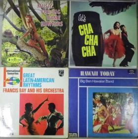 留声机專用  CHA CHA CHA HAWALL TODAY MUSIC FOR BIG DAME HUNTERS LATIN RHYTHMS   黑胶唱片4隻 港版