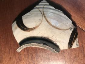 磁州窑瓷片（80）-----北宋-金磁州窑白釉褐彩大钵瓷片