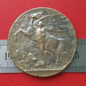A416旧铜德国舒勒头像1805人与飞马硬币铜牌铜章纪念币铜币珍收藏