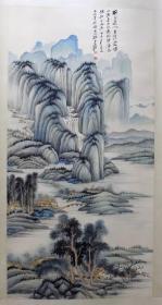 张大千，纯手绘精品国画山水画，原装裱，品相极品，落款考究，欢迎捡漏收藏！