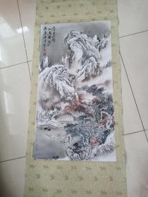 中国美协四川著名画家李杰作品4平尺布面原装立轴保真
