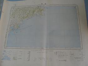 地图   青岛    58:46cm   品好     大日本帝国陆地测量部编   比例尺   一百万：1   1918年