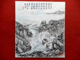 田能村直外（日本著名南画家田能村直入之孫）東尋坊図　 文人画