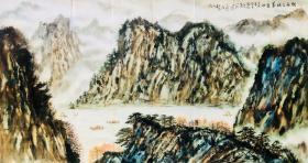 蔡松昌 整张山水 轻舟已过万重山 136*68  保真 办公室客厅装饰背景画