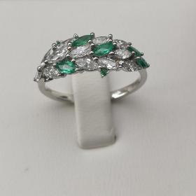 18K金天然祖母绿钻石戒指 14号手寸 总重2.15克 宝石重0.83克拉