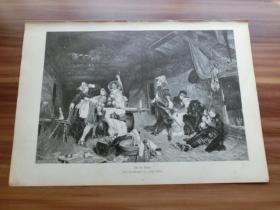 【现货 包邮】1886年木刻版画《猎物》（um die beute） 尺寸约40.8*27.5厘米 (602745）