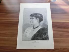 【现货 包邮】1886年木刻版画《菲迪莉娅》（Fidelia）尺寸约40.8*29.0厘米 (602762）