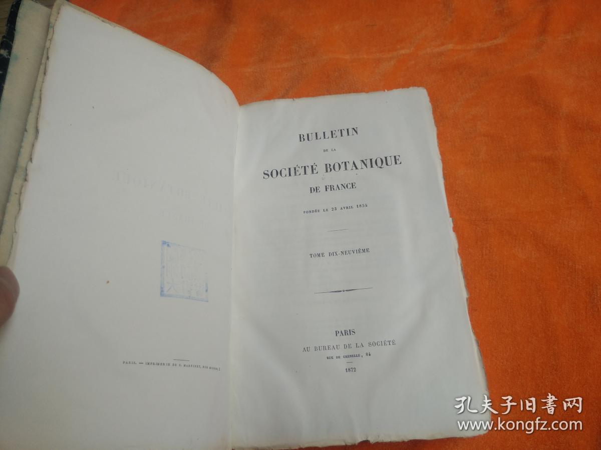 BULLETIN DE LA SOCIETE BOTANIQUE DE FRANCE《法国植物学会公报》1872年（19）【全网孤本】