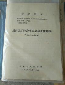 历史文件资料《湖南煤矿建设现场会议汇报提纲（1970年》第15册内