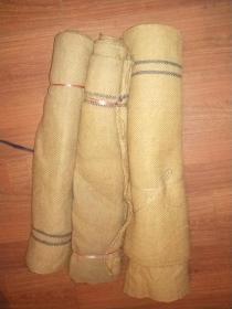 七八十年代老麻袋布三捆合售（每捆340X68厘米）——可做油画布，或其他工艺装饰用