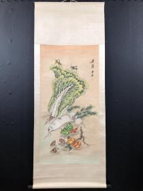 老萍白石款白菜{财}图，纯手绘作品