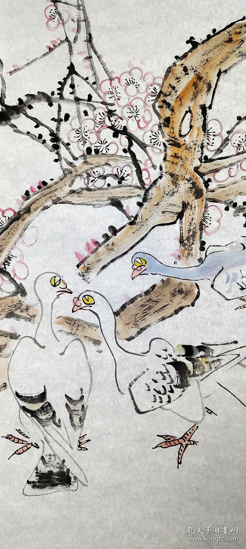 长安画派代表性画家，西安中国画院副院长【江文湛】花鸟四条屏