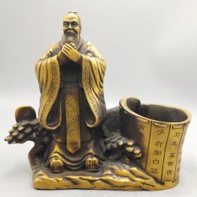 复古创意中国风纯铜孔子笔筒办公桌个性礼品摆件饰品助学业旺事业