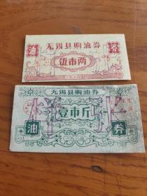 1984年江苏省无锡县购油票券上半年度两全【票样】，无锡粮票