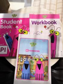 芝麻街英语P1—Student Book、Homework、Workbook【3册合售，书角磨损 轻微污渍 内页干净】