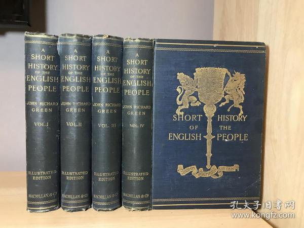 1903年英文古董书  A Short History of the English People  四卷全 内含大量黑白插图及彩色插图