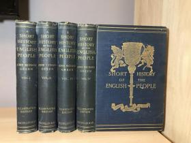 1903年英文古董书  A Short History of the English People  四卷全 内含大量黑白插图及彩色插图