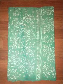 库存——民国湖州产桑蚕丝草绿色印花布（全蚕丝）一匹——很厚实，68X700厘米（7米长）