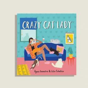 荷兰插画师 Agnes Loonstra   绘本尾页附烫金贴纸 Crazy Cat Lady