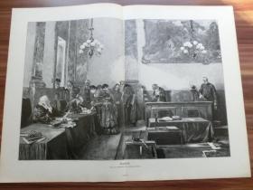 【现货 包邮】1886年巨幅木刻版画《判决》 （Verurteilt）尺寸约54.2*40.8厘米 (602823）