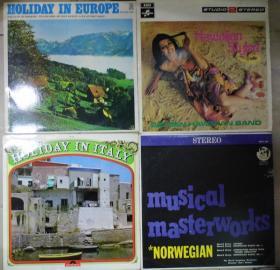 留声机專用  HOLLDAY IN ITALY IN EUROPE HAWAIIAN STYLED MUSICAL MASTERWORKS  黑胶唱片4隻 港版