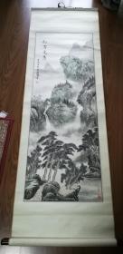 手绘真迹国画：连鹏山水画《松岩竞秀》 立轴