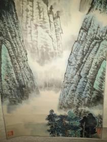 书法字画《20190481  刘凤泉教授作品：黄山雨后图（立轴已装裱）》长100厘米，宽50厘米！懂字画者鉴之！铁橱内