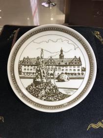 西洋欧洲古董 怀旧德国系列 装饰盘 20cm Hutschenreuther 城堡