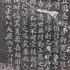 唐故处士郭洪本夫人张氏。 誌 拓片。 盖子图案精致，盖子中心有一虎头，在箓刻字四同有栩栩如生的十二生肖，精雕细琢，四同亦有立体感超强的富贵之花牡丹做为装饰。